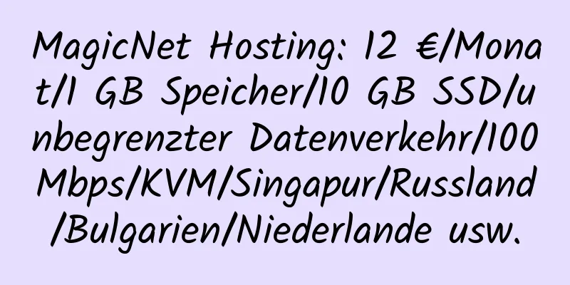 MagicNet Hosting: 12 €/Monat/1 GB Speicher/10 GB SSD/unbegrenzter Datenverkehr/100 Mbps/KVM/Singapur/Russland/Bulgarien/Niederlande usw.