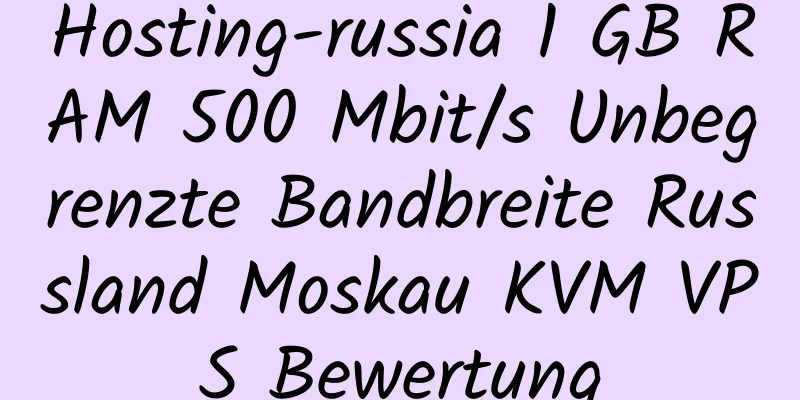 Hosting-russia 1 GB RAM 500 Mbit/s Unbegrenzte Bandbreite Russland Moskau KVM VPS Bewertung