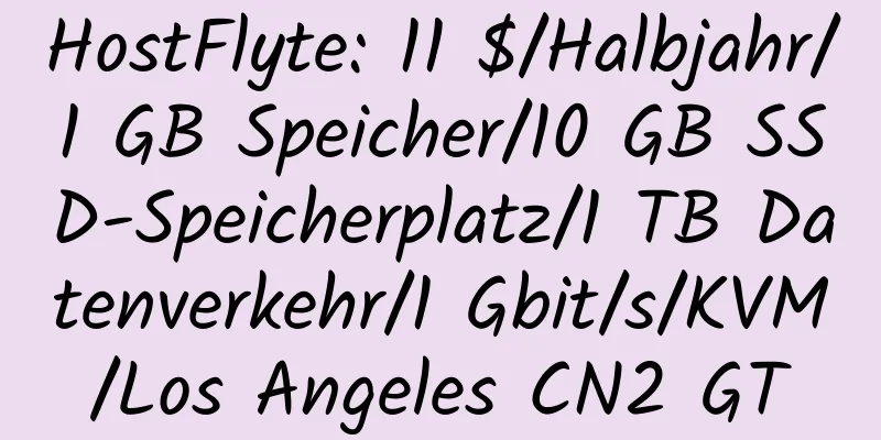 HostFlyte: 11 $/Halbjahr/1 GB Speicher/10 GB SSD-Speicherplatz/1 TB Datenverkehr/1 Gbit/s/KVM/Los Angeles CN2 GT