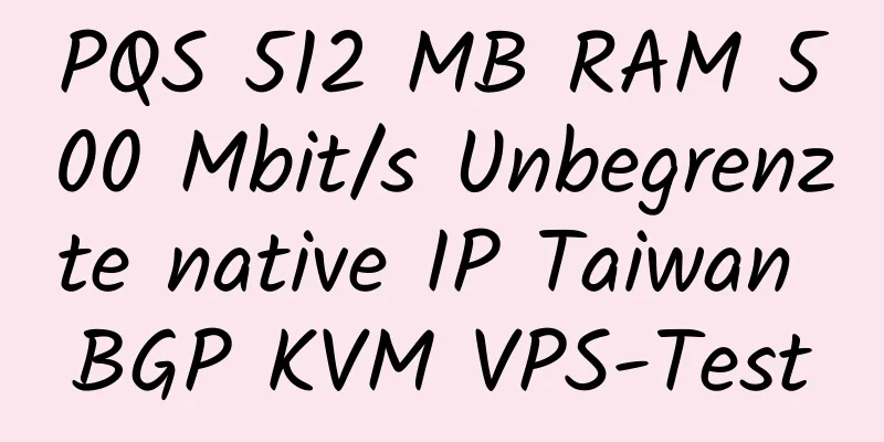 PQS 512 MB RAM 500 Mbit/s Unbegrenzte native IP Taiwan BGP KVM VPS-Test