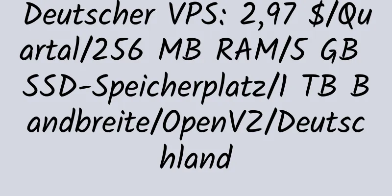 Deutscher VPS: 2,97 $/Quartal/256 MB RAM/5 GB SSD-Speicherplatz/1 TB Bandbreite/OpenVZ/Deutschland