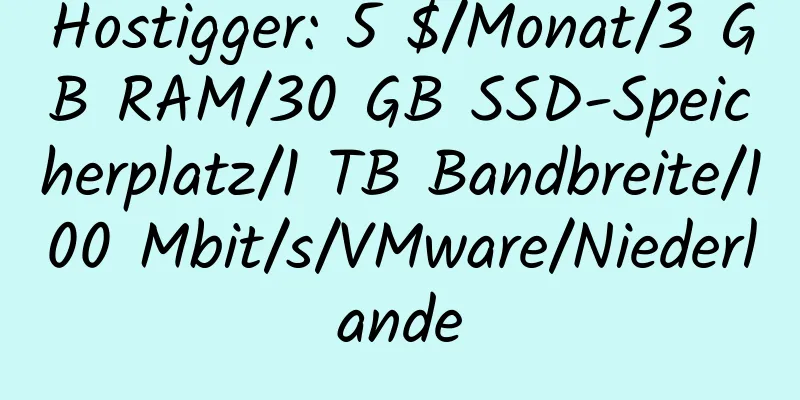 Hostigger: 5 $/Monat/3 GB RAM/30 GB SSD-Speicherplatz/1 TB Bandbreite/100 Mbit/s/VMware/Niederlande