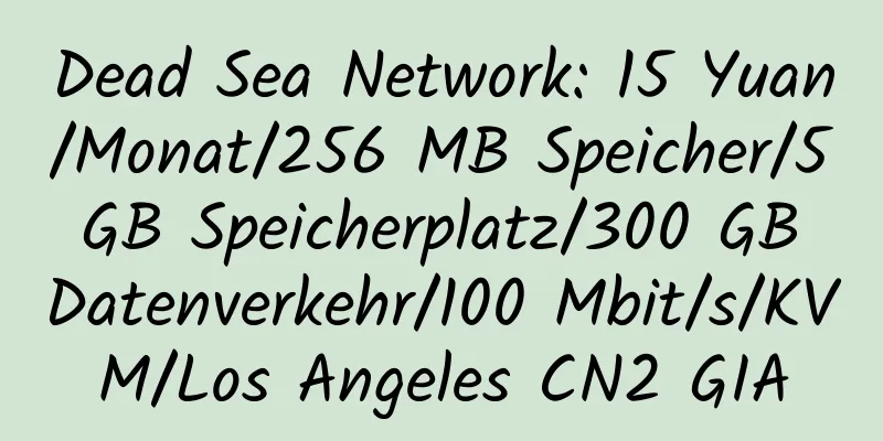 Dead Sea Network: 15 Yuan/Monat/256 MB Speicher/5 GB Speicherplatz/300 GB Datenverkehr/100 Mbit/s/KVM/Los Angeles CN2 GIA