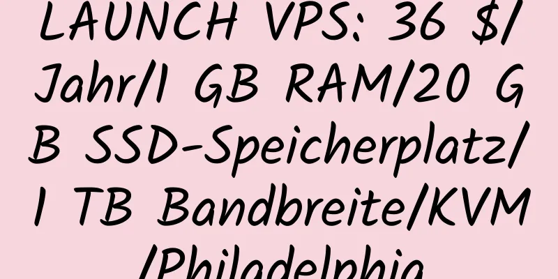 LAUNCH VPS: 36 $/Jahr/1 GB RAM/20 GB SSD-Speicherplatz/1 TB Bandbreite/KVM/Philadelphia