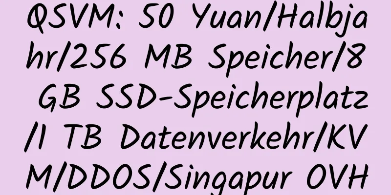 QSVM: 50 Yuan/Halbjahr/256 MB Speicher/8 GB SSD-Speicherplatz/1 TB Datenverkehr/KVM/DDOS/Singapur OVH