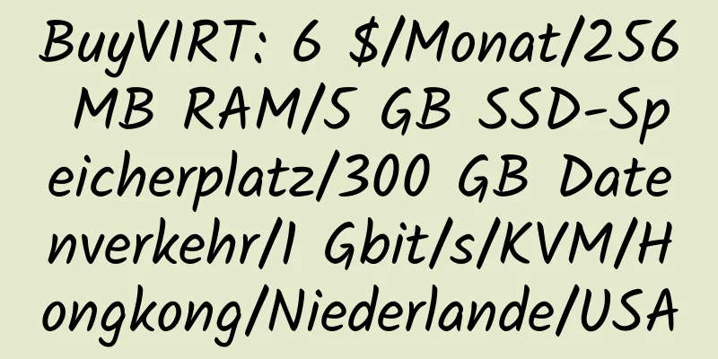 BuyVIRT: 6 $/Monat/256 MB RAM/5 GB SSD-Speicherplatz/300 GB Datenverkehr/1 Gbit/s/KVM/Hongkong/Niederlande/USA