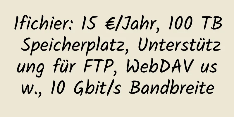 1fichier: 15 €/Jahr, 100 TB Speicherplatz, Unterstützung für FTP, WebDAV usw., 10 Gbit/s Bandbreite