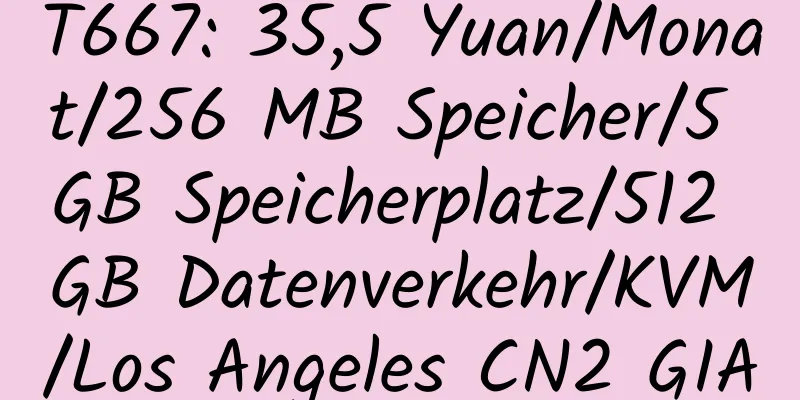 T667: 35,5 Yuan/Monat/256 MB Speicher/5 GB Speicherplatz/512 GB Datenverkehr/KVM/Los Angeles CN2 GIA