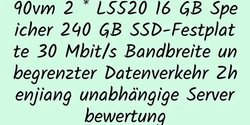 90vm 2 * L5520 16 GB Speicher 240 GB SSD-Festplatte 30 Mbit/s Bandbreite unbegrenzter Datenverkehr Zhenjiang unabhängige Serverbewertung