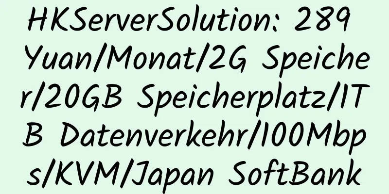 HKServerSolution: 289 Yuan/Monat/2G Speicher/20GB Speicherplatz/1TB Datenverkehr/100Mbps/KVM/Japan SoftBank