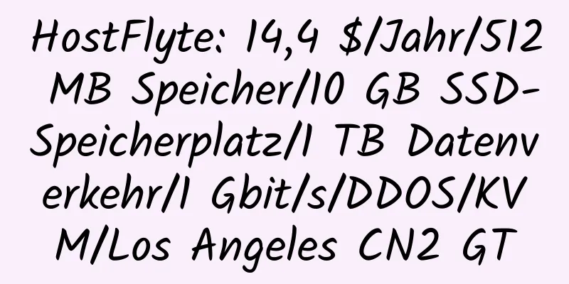 HostFlyte: 14,4 $/Jahr/512 MB Speicher/10 GB SSD-Speicherplatz/1 TB Datenverkehr/1 Gbit/s/DDOS/KVM/Los Angeles CN2 GT