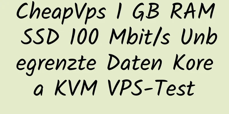 CheapVps 1 GB RAM SSD 100 Mbit/s Unbegrenzte Daten Korea KVM VPS-Test