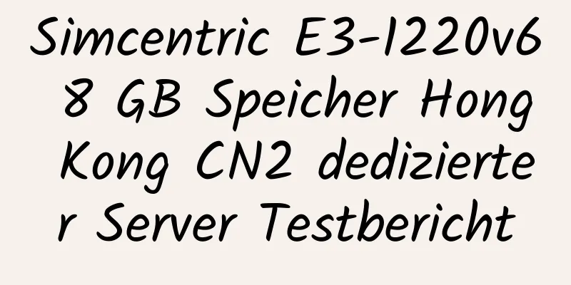 Simcentric E3-1220v6 8 GB Speicher Hong Kong CN2 dedizierter Server Testbericht