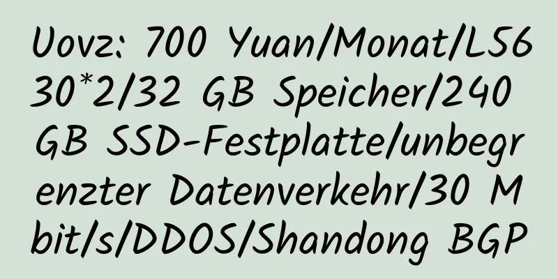 Uovz: 700 Yuan/Monat/L5630*2/32 GB Speicher/240 GB SSD-Festplatte/unbegrenzter Datenverkehr/30 Mbit/s/DDOS/Shandong BGP