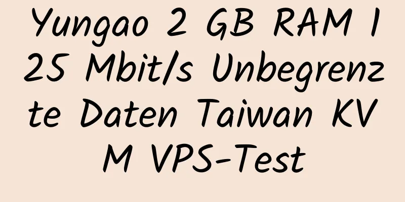 Yungao 2 GB RAM 125 Mbit/s Unbegrenzte Daten Taiwan KVM VPS-Test