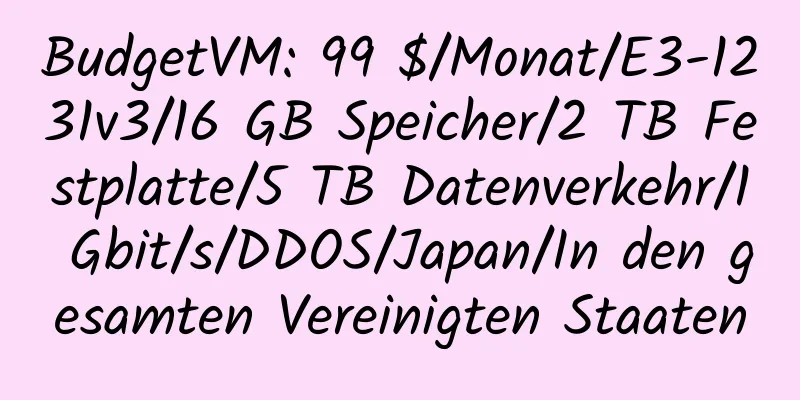 BudgetVM: 99 $/Monat/E3-1231v3/16 GB Speicher/2 TB Festplatte/5 TB Datenverkehr/1 Gbit/s/DDOS/Japan/In den gesamten Vereinigten Staaten