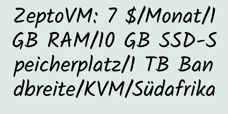 ZeptoVM: 7 $/Monat/1 GB RAM/10 GB SSD-Speicherplatz/1 TB Bandbreite/KVM/Südafrika