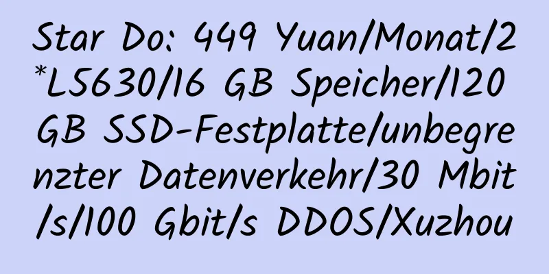 Star Do: 449 Yuan/Monat/2*L5630/16 GB Speicher/120 GB SSD-Festplatte/unbegrenzter Datenverkehr/30 Mbit/s/100 Gbit/s DDOS/Xuzhou