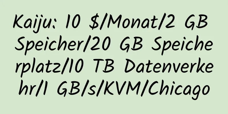 Kaiju: 10 $/Monat/2 GB Speicher/20 GB Speicherplatz/10 TB Datenverkehr/1 GB/s/KVM/Chicago