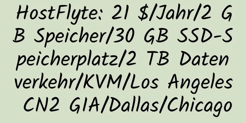 HostFlyte: 21 $/Jahr/2 GB Speicher/30 GB SSD-Speicherplatz/2 TB Datenverkehr/KVM/Los Angeles CN2 GIA/Dallas/Chicago