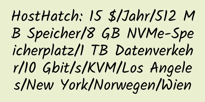 HostHatch: 15 $/Jahr/512 MB Speicher/8 GB NVMe-Speicherplatz/1 TB Datenverkehr/10 Gbit/s/KVM/Los Angeles/New York/Norwegen/Wien