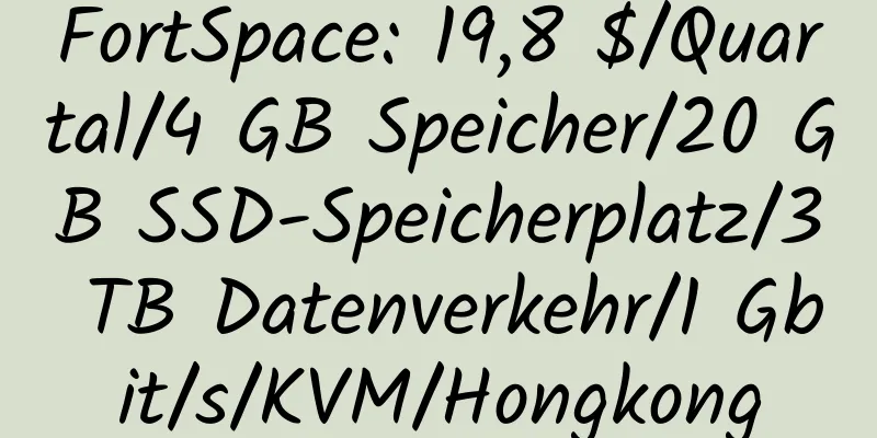 FortSpace: 19,8 $/Quartal/4 GB Speicher/20 GB SSD-Speicherplatz/3 TB Datenverkehr/1 Gbit/s/KVM/Hongkong