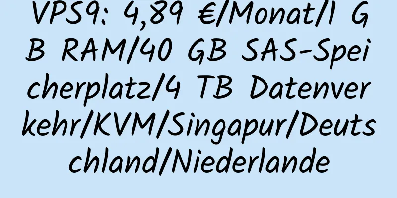 VPS9: 4,89 €/Monat/1 GB RAM/40 GB SAS-Speicherplatz/4 TB Datenverkehr/KVM/Singapur/Deutschland/Niederlande