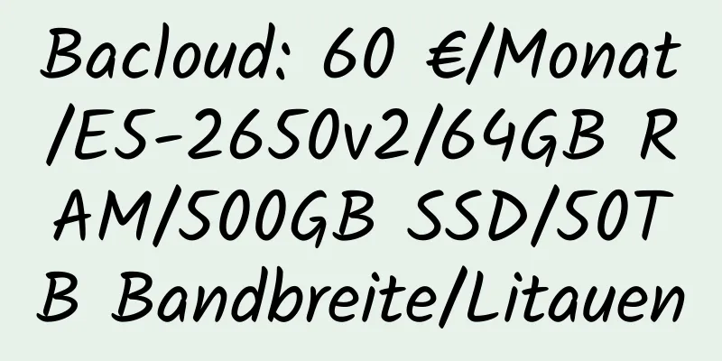 Bacloud: 60 €/Monat/E5-2650v2/64GB RAM/500GB SSD/50TB Bandbreite/Litauen