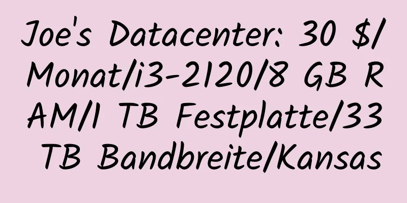 Joe's Datacenter: 30 $/Monat/i3-2120/8 GB RAM/1 TB Festplatte/33 TB Bandbreite/Kansas