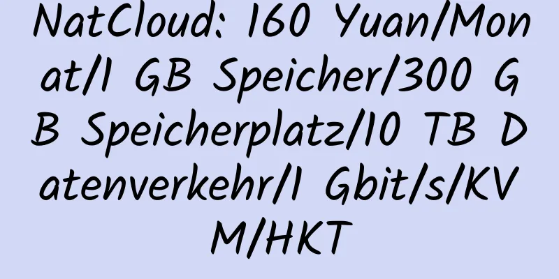 NatCloud: 160 Yuan/Monat/1 GB Speicher/300 GB Speicherplatz/10 TB Datenverkehr/1 Gbit/s/KVM/HKT