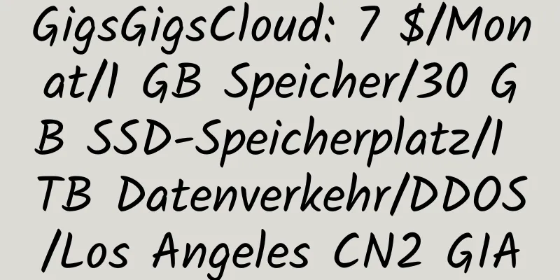 GigsGigsCloud: 7 $/Monat/1 GB Speicher/30 GB SSD-Speicherplatz/1 TB Datenverkehr/DDOS/Los Angeles CN2 GIA