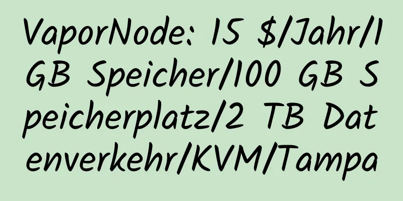 VaporNode: 15 $/Jahr/1 GB Speicher/100 GB Speicherplatz/2 TB Datenverkehr/KVM/Tampa