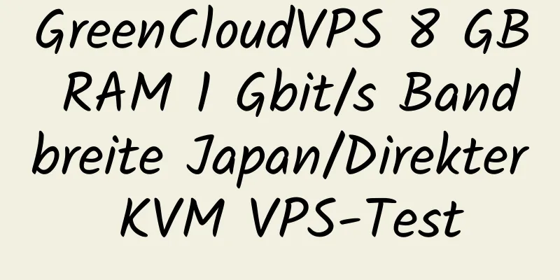 GreenCloudVPS 8 GB RAM 1 Gbit/s Bandbreite Japan/Direkter KVM VPS-Test