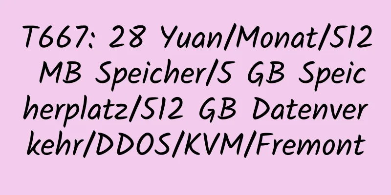 T667: 28 Yuan/Monat/512 MB Speicher/5 GB Speicherplatz/512 GB Datenverkehr/DDOS/KVM/Fremont