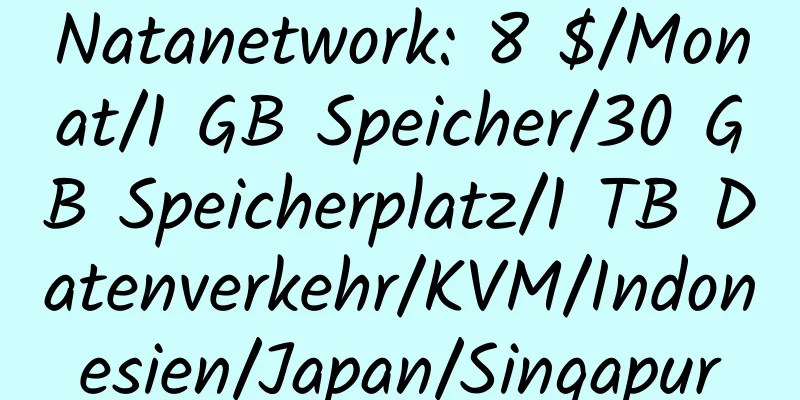 Natanetwork: 8 $/Monat/1 GB Speicher/30 GB Speicherplatz/1 TB Datenverkehr/KVM/Indonesien/Japan/Singapur