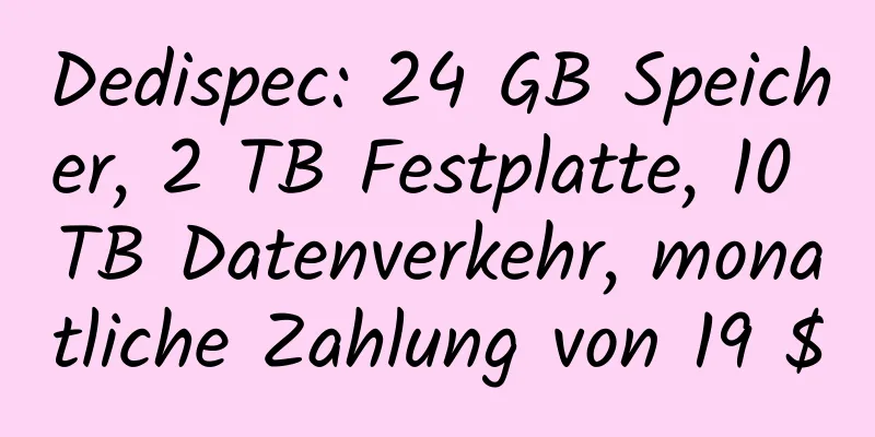 Dedispec: 24 GB Speicher, 2 TB Festplatte, 10 TB Datenverkehr, monatliche Zahlung von 19 $