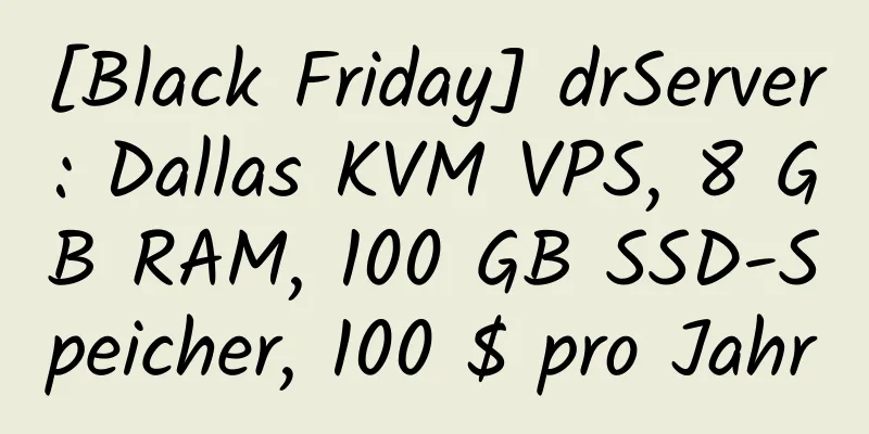 [Black Friday] drServer: Dallas KVM VPS, 8 GB RAM, 100 GB SSD-Speicher, 100 $ pro Jahr