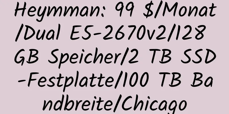 Heymman: 99 $/Monat/Dual E5-2670v2/128 GB Speicher/2 TB SSD-Festplatte/100 TB Bandbreite/Chicago