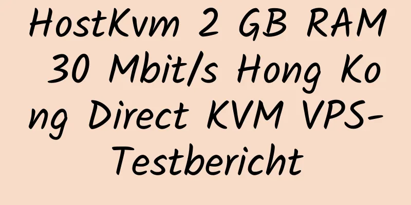 HostKvm 2 GB RAM 30 Mbit/s Hong Kong Direct KVM VPS-Testbericht