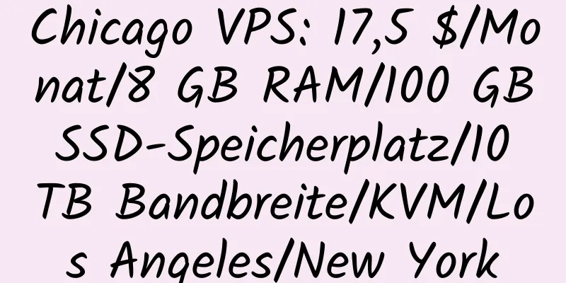 Chicago VPS: 17,5 $/Monat/8 GB RAM/100 GB SSD-Speicherplatz/10 TB Bandbreite/KVM/Los Angeles/New York