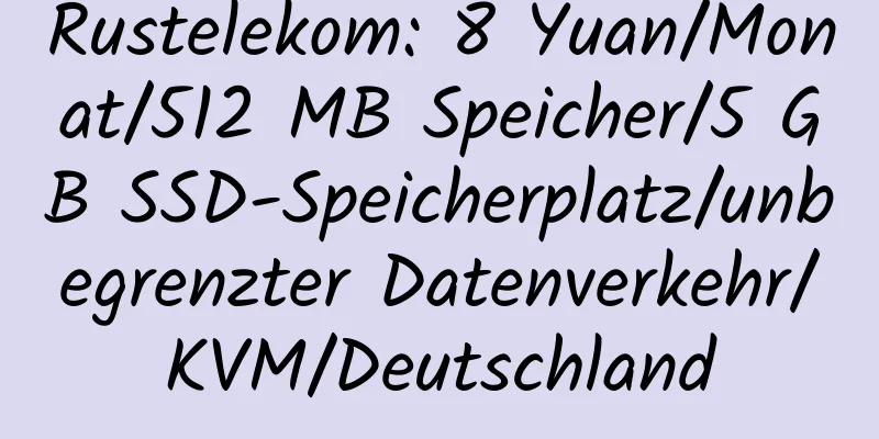 Rustelekom: 8 Yuan/Monat/512 MB Speicher/5 GB SSD-Speicherplatz/unbegrenzter Datenverkehr/KVM/Deutschland