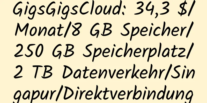 GigsGigsCloud: 34,3 $/Monat/8 GB Speicher/250 GB Speicherplatz/2 TB Datenverkehr/Singapur/Direktverbindung