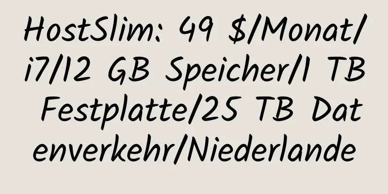 HostSlim: 49 $/Monat/i7/12 GB Speicher/1 TB Festplatte/25 TB Datenverkehr/Niederlande