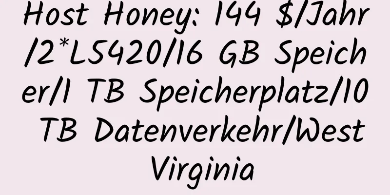 Host Honey: 144 $/Jahr/2*L5420/16 GB Speicher/1 TB Speicherplatz/10 TB Datenverkehr/West Virginia