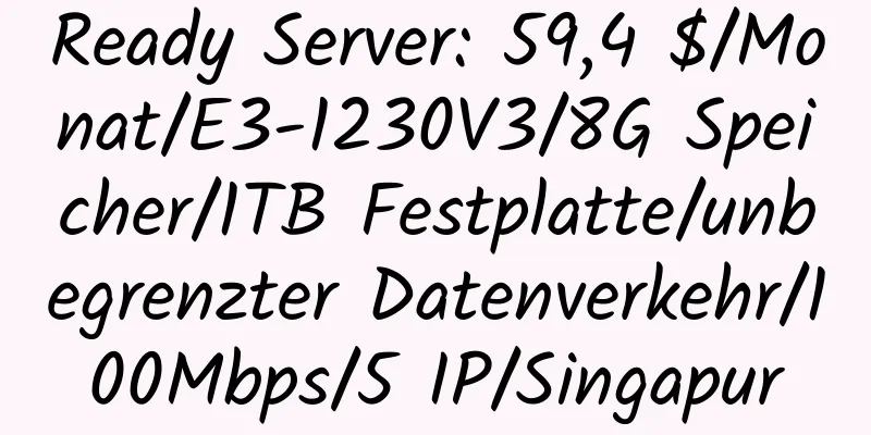 Ready Server: 59,4 $/Monat/E3-1230V3/8G Speicher/1TB Festplatte/unbegrenzter Datenverkehr/100Mbps/5 IP/Singapur