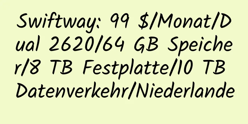 Swiftway: 99 $/Monat/Dual 2620/64 GB Speicher/8 TB Festplatte/10 TB Datenverkehr/Niederlande