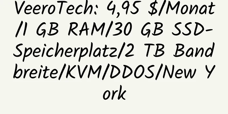 VeeroTech: 4,95 $/Monat/1 GB RAM/30 GB SSD-Speicherplatz/2 TB Bandbreite/KVM/DDOS/New York