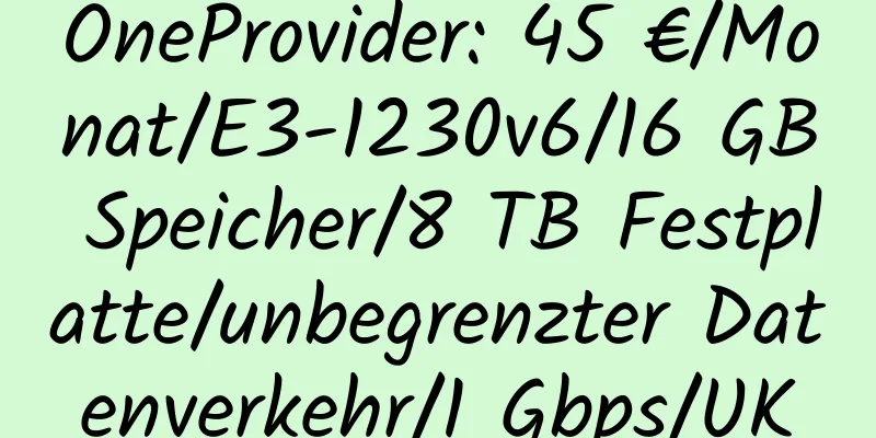 OneProvider: 45 €/Monat/E3-1230v6/16 GB Speicher/8 TB Festplatte/unbegrenzter Datenverkehr/1 Gbps/UK