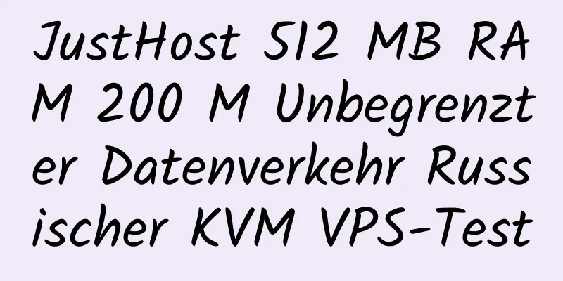 JustHost 512 MB RAM 200 M Unbegrenzter Datenverkehr Russischer KVM VPS-Test