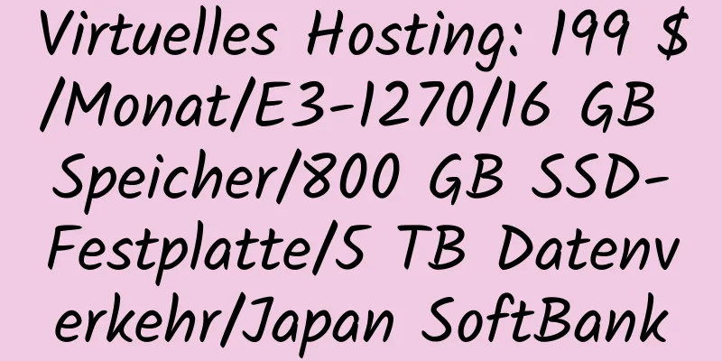 Virtuelles Hosting: 199 $/Monat/E3-1270/16 GB Speicher/800 GB SSD-Festplatte/5 TB Datenverkehr/Japan SoftBank